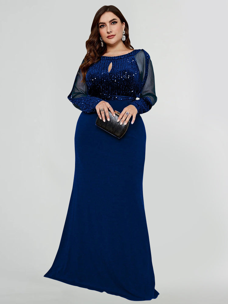 Round Neck Sequin Mesh Dress