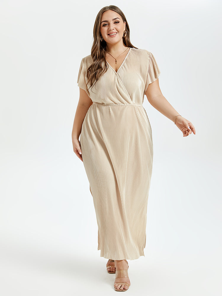 Plus Size Solid V-Neck Slit Maxi Dress | Daily Workwear