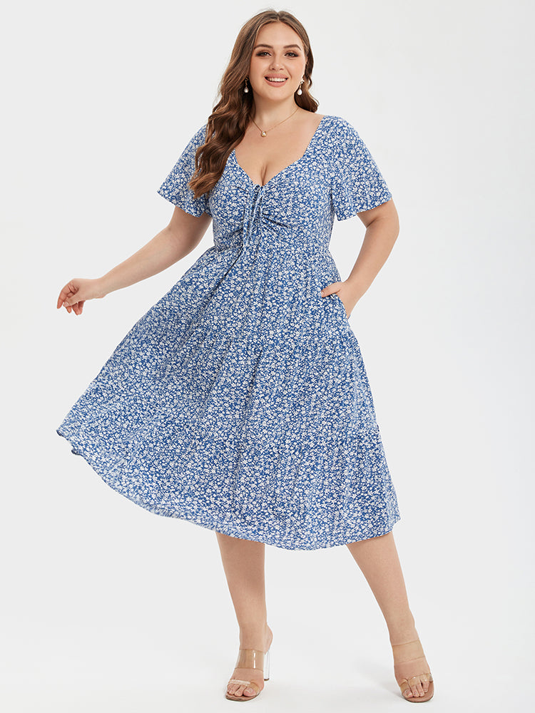 Plus Size Floral Ruffle Hem Midi Dress | Daily Wearing