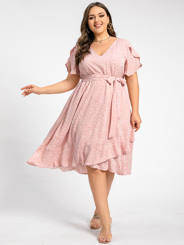 open lace back dress Lydia Wrap Dress in Pink Queen of Hearts flocked mesh