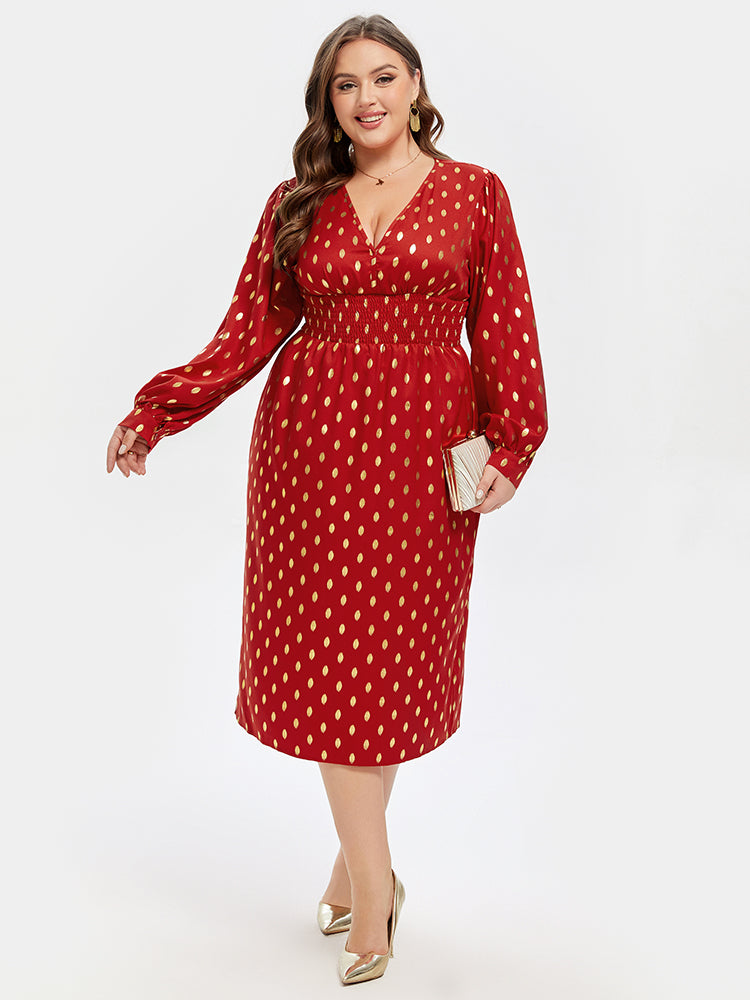 Curvesoul Plus Size Polka Dot Print Midi Dress