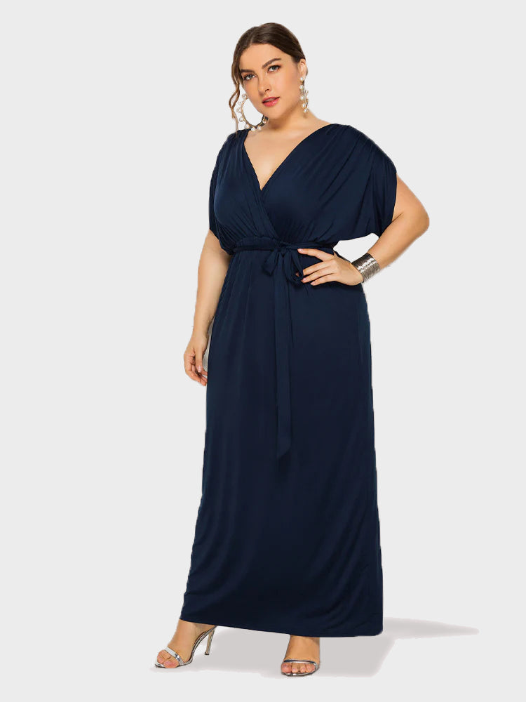 Plus Size Dolman Sleeve Warp Maxi Dress | Daily Party Wear