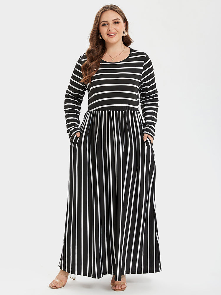 black and white striped maxi dress plus size Pocket | Daily Workwear This long midi length sew Girl Size:6-9 months Manetica Black Bow Mini