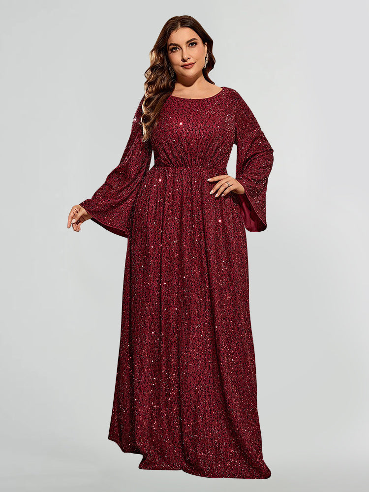Round Neck Sequin Ruched Dress