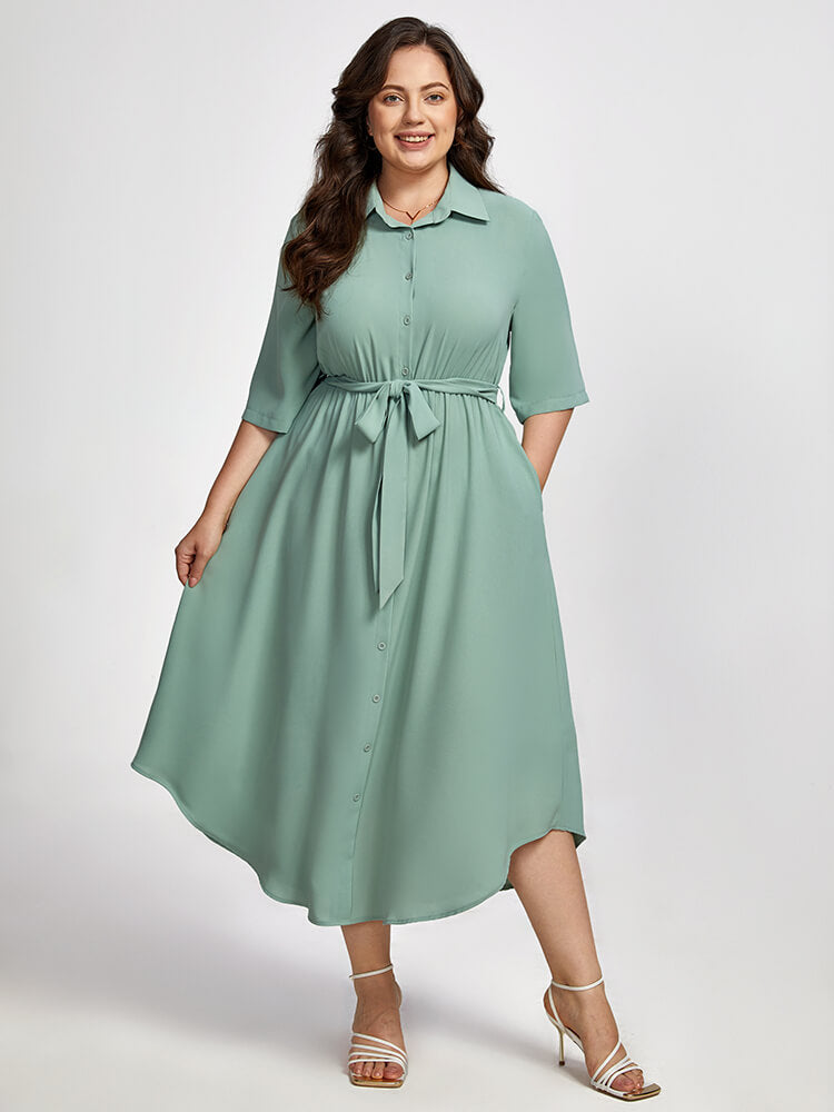 Plus Size Button Wrap Maxi Dress | Shirt Collar, Daily